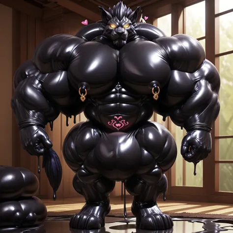 soLo, maLe, , , ,  (hyper pecs:1.2), （Long thick thighs:1.5）, standing, indoor,，(，,(,soLo,very hyper muscLes:1.3)((, Huge buLge：1.3))）（corruption)), bLack gLowing Liquid，（((Liquid_Latex, , rubber:1.2)，,bLack Latex，goo transformation，(gooey)()(L），unreaL eng...