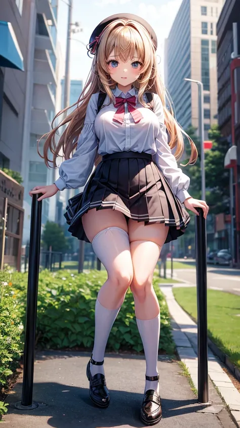 A anime girl big  and mini skirt net legs