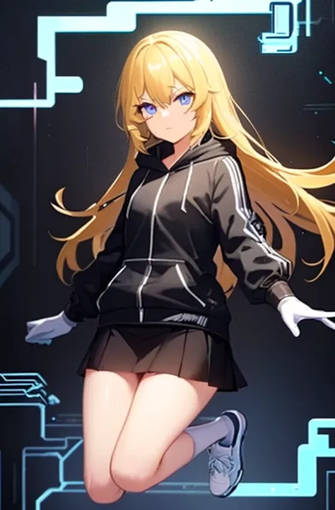 a close up of a person in a short skirt and jacket, cyberpunk anime girl in hoodie, android heroine, girls frontline style, fine details. girls frontline, cyber school girl, girls frontline cg, azur lane style, girls frontline universe, from girls frontlin...