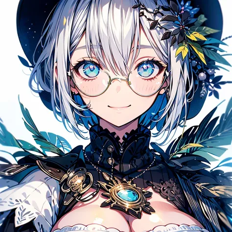 Highest quality,Highest Resolution,sexy,Short Bob,Very beautiful eyes,smile,Big Breasts,whole body,Glasses,Silver Hair,Brown Skin