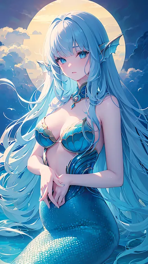 Name: Kanae Watanabe
Element: AQUASCEND
Description: A serene and enigmatic mermaid princess from the Depths of the Oceanic Realm. Kanae is known for her calming demeanor and her ability to manipulate the tides and currents. Her long, flowing aquamarine ha...