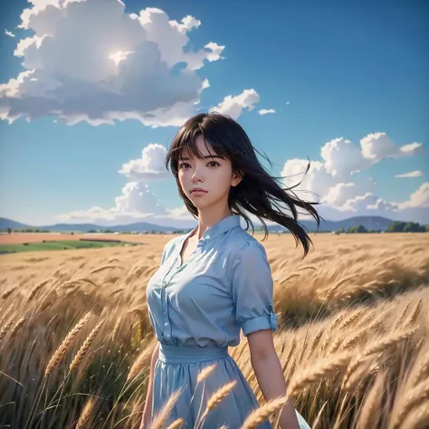 cute girl in a field of wheat, studio glibly makoto shinkai, ilya kuvshinov landscape, ( ( makoto shinkai ) ), style of makoto shinkai, makoto shinkai. —h 2160, by Makoto Shinkai, by makoto shinkai, ross tran. scenic background, beautiful  artwork