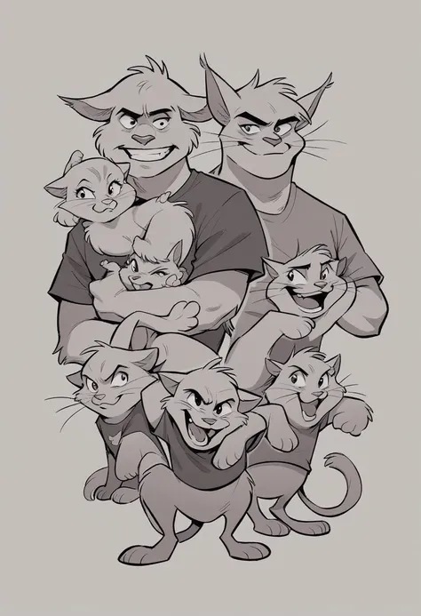 Create a group of cats dressed as members of the Storm Troppers, involved in adorable adventures. , simple background, t-shirt design 