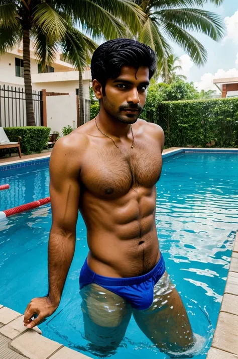 Indian guy in swimming pool