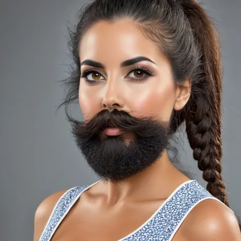 Portuguese woman with huge shaggy beard