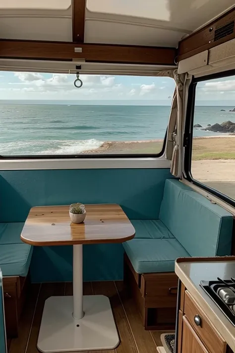 Sea view from a homemade camper