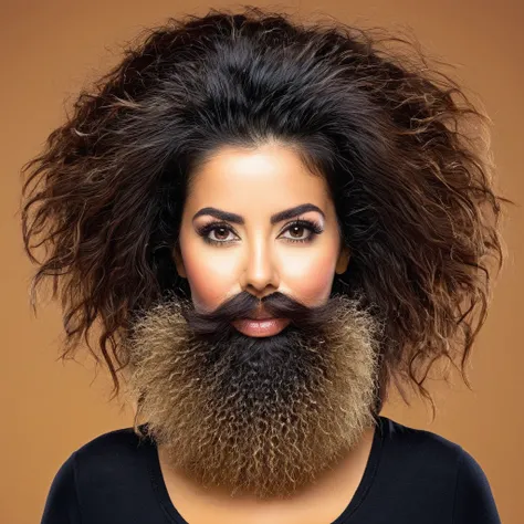 Portuguese woman with huge shaggy beard