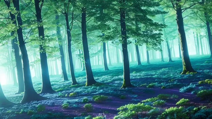 O Luminescent Planet: A planet covered in a glowing forest, with trees that emit blue and green light.