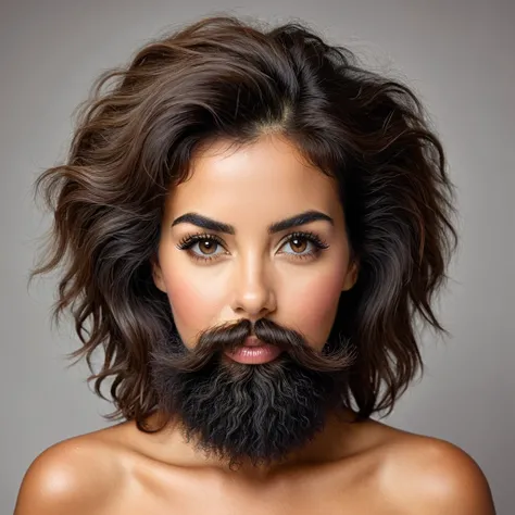 Portuguese woman with huge shaggy beard