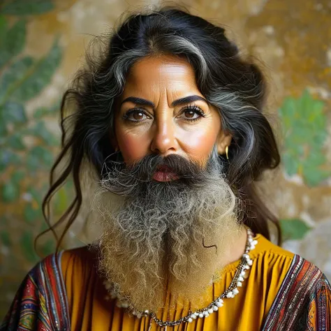 Portuguese woman with huge shaggy beard