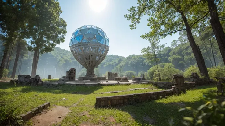 Ruins of Civilization: Remains of an advanced city in the middle of the forest, with a crystal dome in the center.