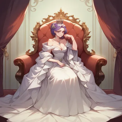 violet color , girl , sit in the crown, elegant, 