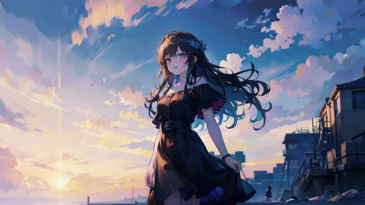 masterpiece, Highest quality, One girl, alone, ((Mature Woman)), Round pupils, long hair, hair, Princess, Black Dress, Fantasy, Happy, View your viewers, comics, anime, (oil)