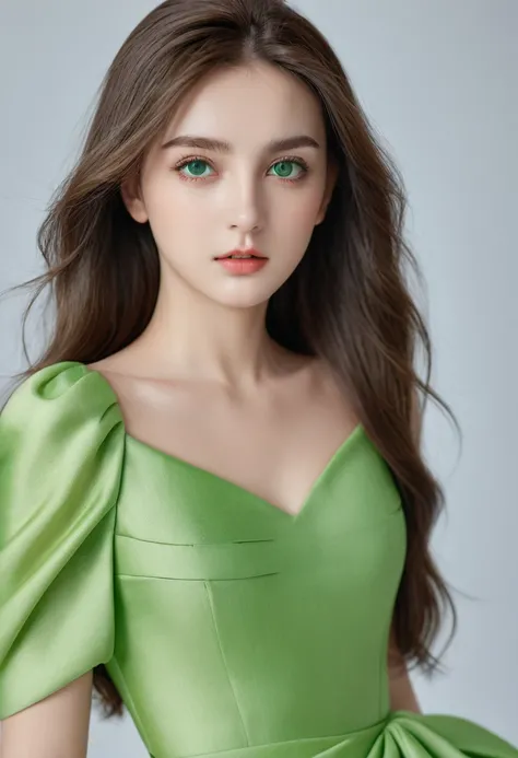 (8k, RAW photo, best quality, masterpiece:1.2), (realistic, photo-realistic:1.37),1girl, dress, green eyes, long hair, ultra detail cloth, beautiful decoration on dress,