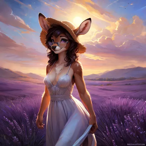 uploaded on e621, by Pixelsketcher, by Bayard Wu, by Thomas Benjamin Kennington , by Einshelm, by hioshiru and kenket, Chunie, portrait, solo anthro female deer doe, with small featureless breasts, clear dark blue, cinematic lighting, day, sunny day, laven...