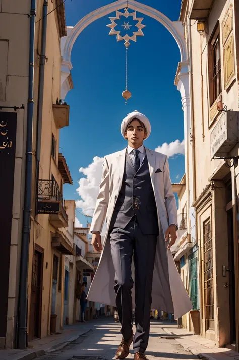 Michael the arc of angel in Moroccan street with gamblers