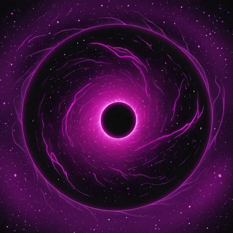 Head tilted up black and magenta veins of cosmic darkness in black hole art style