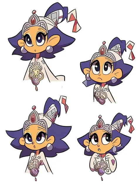 cute and humorous q version chinese girl，big eyes，sticker，6 different facial expressions，expression board，various poses and expr...