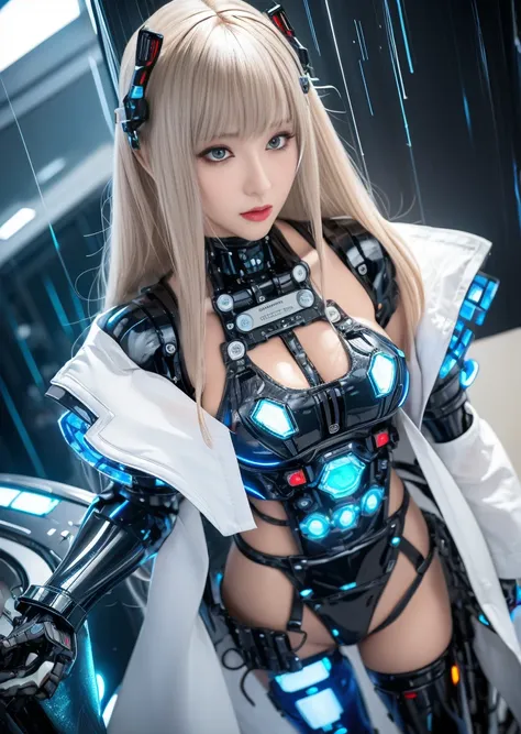 super detail, high detail, high quality, best quality, high resolution，1 female robot，beautiful female robot,beautiful clear fac...