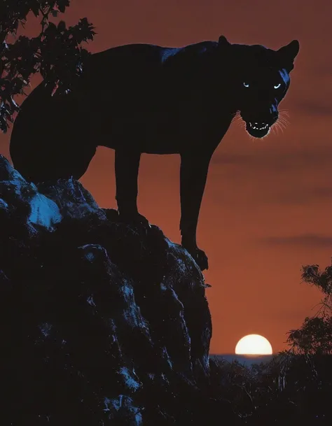 panther, sunset background