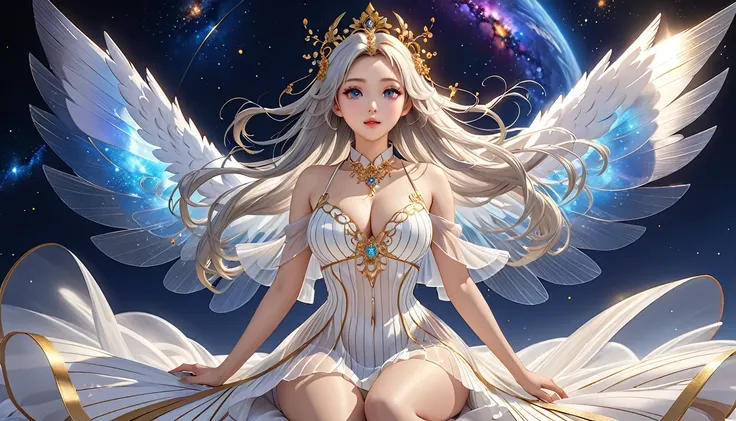 Woman in transparent dress,Viewer,(((Full breasts, Keeley University))),Slim waist,(Navel exposed,Bare waist), Long hair, extreme detailed details, Detailed fantasy art, Stunning character art, Beautiful and exquisite character art, Beautiful transparent d...