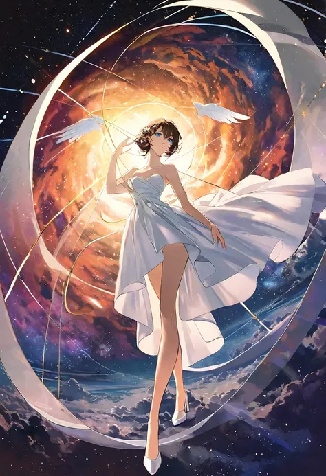 by rella, by foomidori, by lam, by makoto shinkai, by Ilya Kuvshinov,
A young female fashion model, detailed face, detailed eyes, detailed hair, angel, angel wing, mechanical wing, 
wedding dress,
(dynamic pose:1.2), (dutch angle:1.5), golden ratio,
myster...