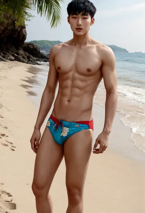 Korean man　bikini　beach