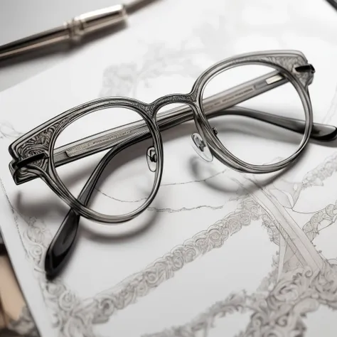 (detailed drawing) Eyeglass frames, gray tone 