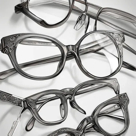 (detailed drawing) Eyeglass frames, gray tone 