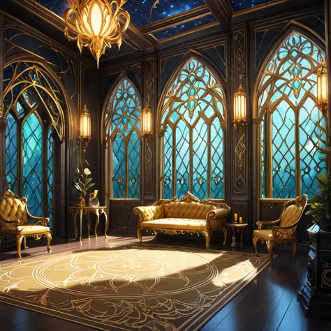 masterpiece, best quality, good quality, Fantasy aesthetics, Highly detailed, shadowverse style, background, background only, elven room interor, elven aesthetic, golden majestic design
