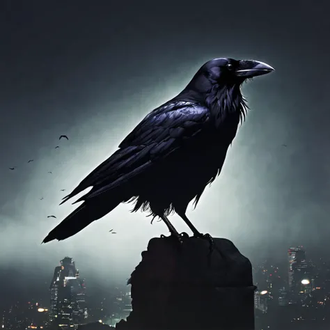 Crow in the dark night, assassin, cool, human-shaped