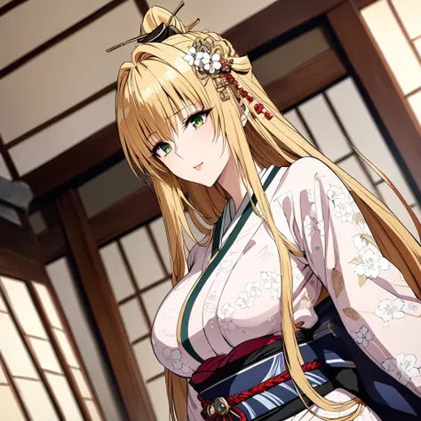 ((Highest quality)), ((masterpiece)), (detailed), （Perfect Face）、The woman in the Japanese garden is a Japanese tea lady, wearing a gorgeous and dazzling kimono of a courtesan, a gorgeous hair ornament, gorgeous jeweled accessories and an engagement ring.、...