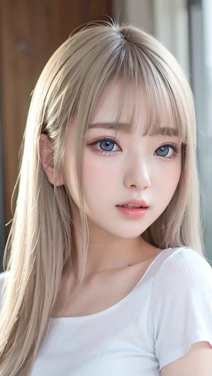 silver shiny hair、super long straight silky hair、dazzling blonde super long silky hair、16 years old cute little beautiful face、a...