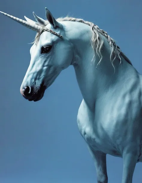 unicorn in water, light blue background