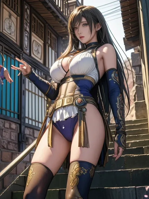 best quality, official art, masterpiece, textile shading, HDR, very detailed, colorful, best details, fantasy, battle suit, Tifa:1.5, 1 female, 25 years old, gold hair, long hair, hime cut:1.2, best quality, official art, masterpiece, textile shading, HDR,...