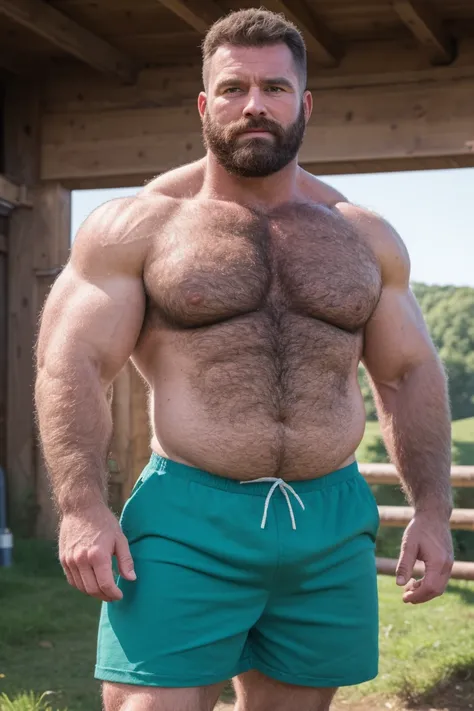 8KUHD Very HIGH RESOLUTION HDR Very Extremely Realistic Very Detailed High Quality 8K HDR Very Realistic photograph featuring a middle-aged daddy rugged bodybuilder muscle bears man, 8K very realistic detailed hairy, 8K very realistic beared big daddy musc...