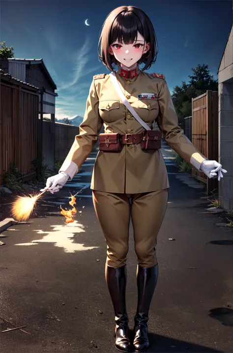 masterpiece, highest quality, absurd, high resolution, very detailed, one girl, alone, cowboy shot, ((ija taisho, khaki uniform,...