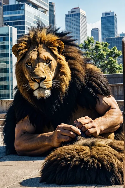 Strong man kill lion in city