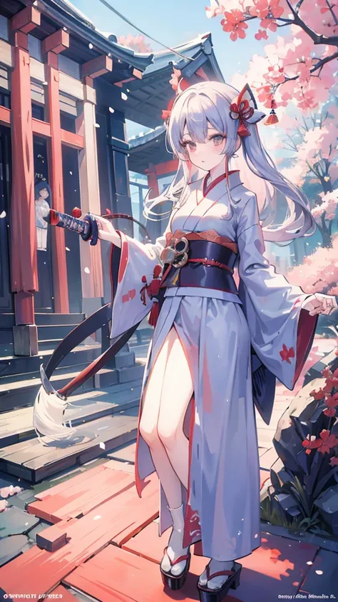 Shrine maiden and ninja combo Japanese shrine sword and broom