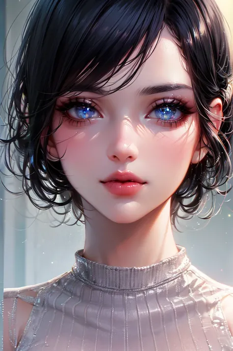 8K, RAW Photos, Realistic: 1.25), (Lip gloss, eyelash, Glossy face, Shiny skin, Highest quality, Ultra-high resolution, Depth of written boundary, chromatic aberration, Caustics, Moisturized lips, Super Trimmed Face, Sparkling, detailed eyes, Black Hair, s...