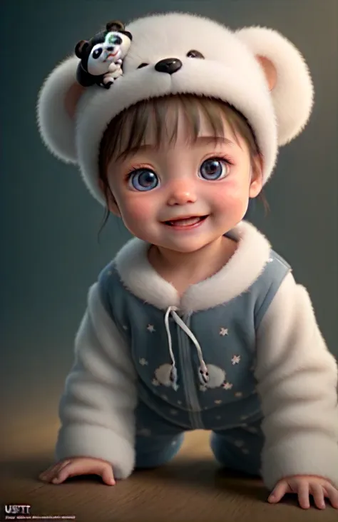 (masterpiece), (Highest quality), (Super detailed), (whole body:1.2), So cute, baby, Pixar, baby panda in pajamas, Big bright eyes, fluffy, smile, Delicate and high quality, fairy tale, Incredibly detailed, Pixar style, Bright color palette, Natural light,...