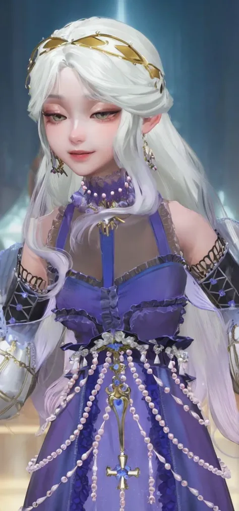 (Top resolution、Distinct_image)top-quality、femele、​masterpiece、highly detailed、Semi-realistic、lavender hair ,  golden  eyes、18year old、young、smart Casual clothing、Exquisite facial features、Facial features、unique hairstyle, variations, potrait, 4k backgroun...