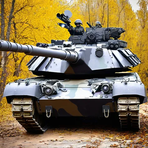 Отряд из элитной группы солдат in black and gray camouflage , recently emerged from battle. Located near the Chieftain tank , in black and gray camouflage 