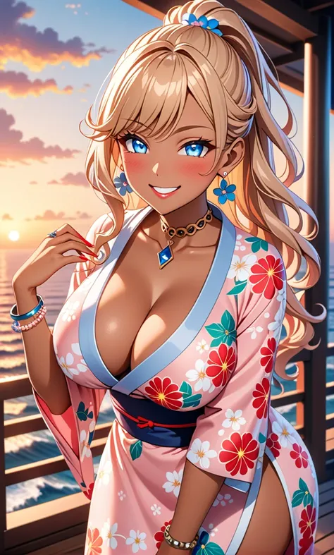 ultra-detailed, ((one girl)), (tanned skin gyaru:1.2),  hyper detailed, absurdres, 8K, Beautiful Face, (Laugh shyly), ((teasing smile:1.8)), (tan skin:1.3),((Wink:1.7)), (Laugh with your mouth wide open),((Tilt your head:1.6)), View your viewers, ((Bright ...