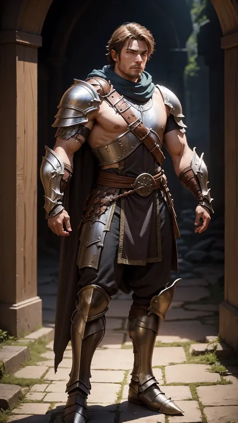 dungeons & dragons rpg male human warrior with armor full body scene