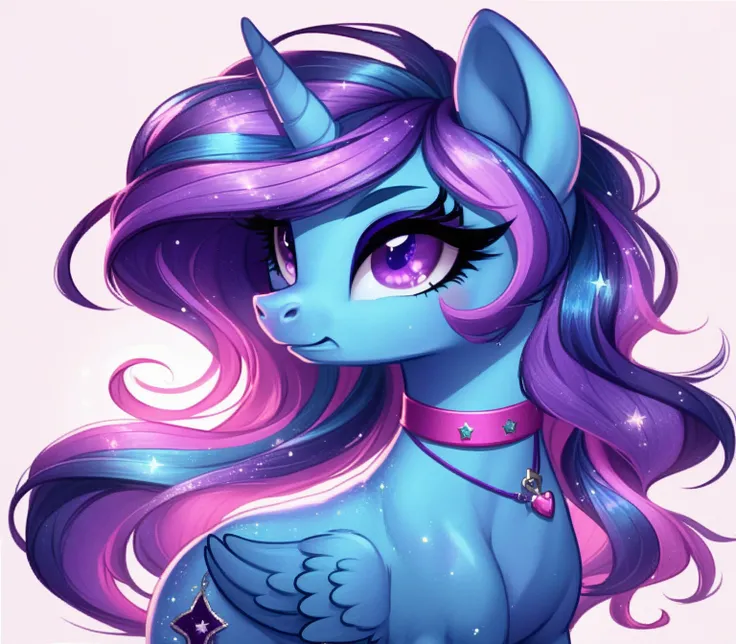 a close up of a cartoon pony with a purple mane, mlp fanart, equestria, my little pony, anthropomorphic mare, mlp, high quality portrait, stunning art style, commission for high res, star sparkle, twilight sparkle, fantastic artstyle, hd artwork, amazing w...