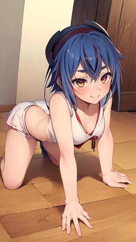 masterpiece, Highest quality, High resolution, Very detailed,(((Mikoto Naruka))), (((On all fours))), (((smile))), Backwards