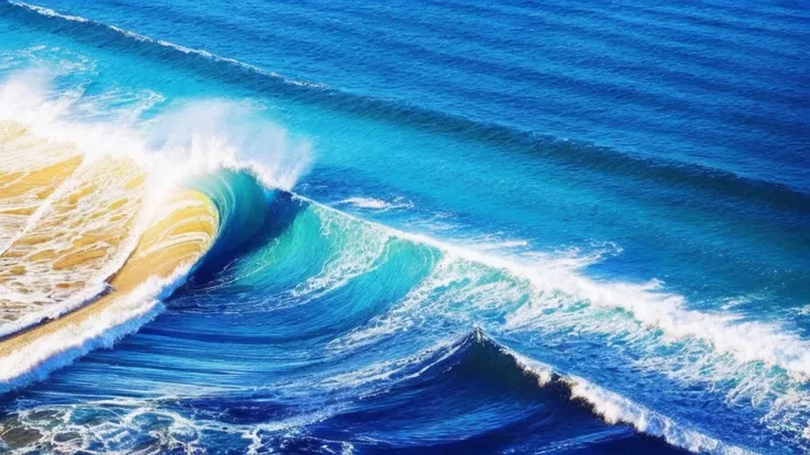 remove the yellow from the waves and leave a lighter, clearer blue gradient