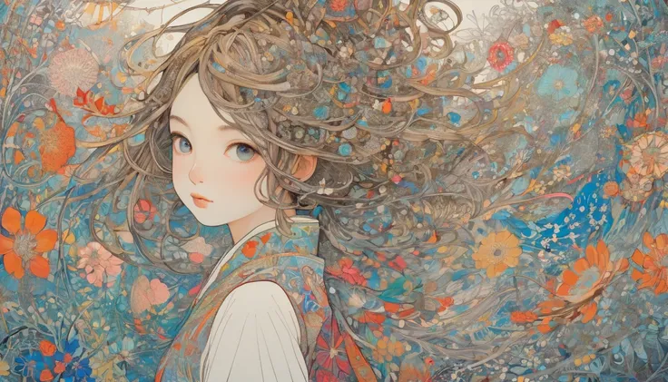 One girl, Japan, They are, (art:Hiroshi Yoshida )   Super detailed, beautifully、aesthetic, 
masterpiece, Highest quality, Realistic, zenTangle, Mandala, Tangle, enTangle, フラクタルart, Very detailed, Dynamic Angle, The most beautiful form of chaos, elegant, Br...