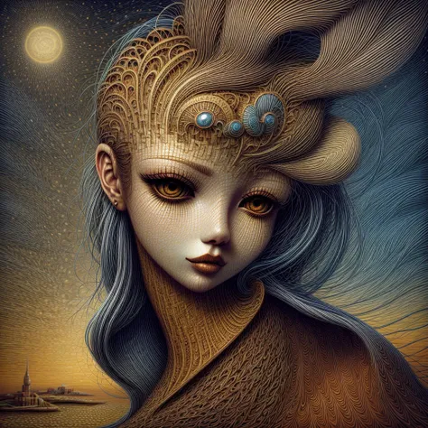 naoto hattori's painting depicting a woman, surrealism art, highly detailed, surrealistic fantasy background, style of naoto hat...